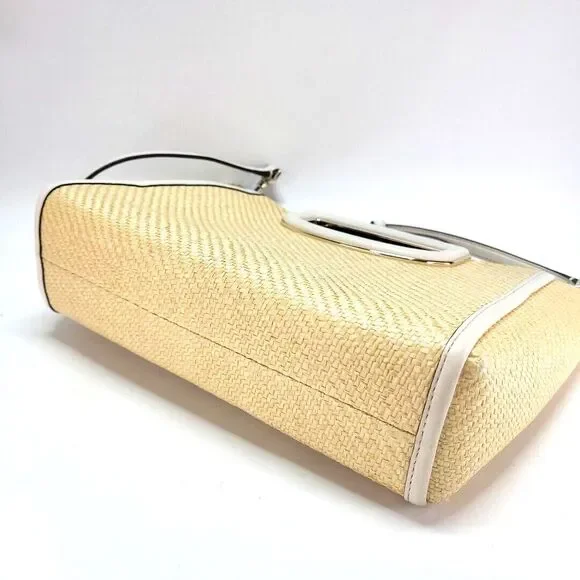 kate spade Alexia Straw Crossbody Clutch White Handbag 12x8 Retired Cottage